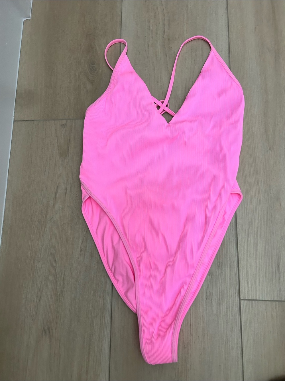 Kulani Kinis Neon Pink Ribbed One-Piece Swimsuit